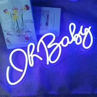 Oh Baby Neon Sign 55x20cm Led Flex Light Transparent Acrylic Oh Baby Neon Light Sign For Baby 1st Birthday Party Decoration