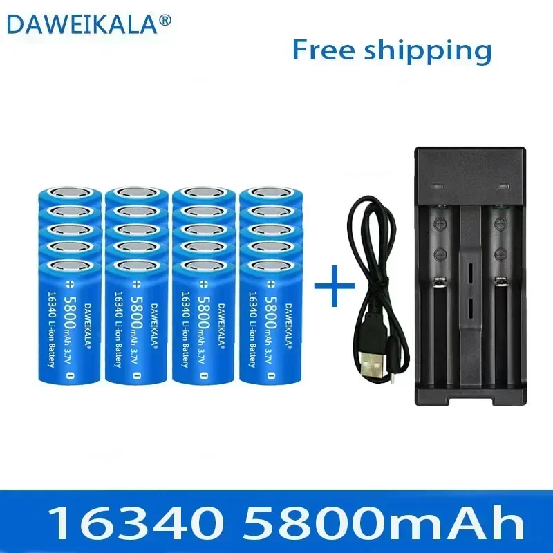 Аккумуляторы Li-ion 16340 CR123A емкостью 5800 мАч, 3,7 В, для светодиодных фонарей, зарядных устройств и путешествий. (art.: 3920d41afa86b) - 3920d41afa86b