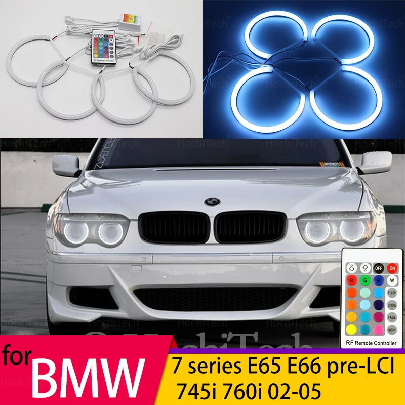 

For BMW 7 series E65 E66 PRE FACELIFT 745i 760i 2002 2003 2004 2005 Car Styling Milk 16 colors RGB LED Angel Eyes Halo ring Kit