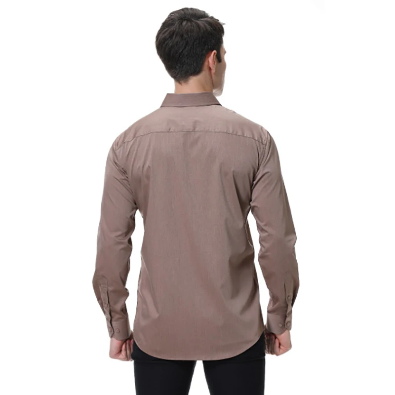 Parklees Coffee Color Bamboo Fiber Shirt Men 2022 Brand New Button Down Non Iron Shirt Business Casual Slim Fit Camisa Masculina