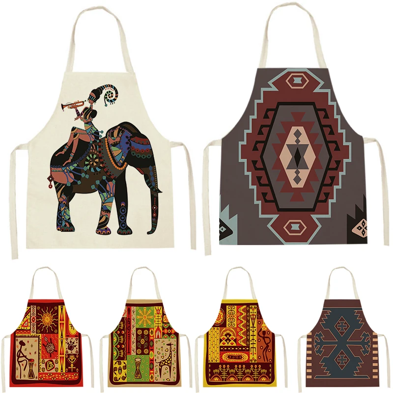 

Egyptian African Style Elephant Apron Baking Accessories Kitchen Accessories Home Accessories Chef Apron Sleeveless Apron Linen