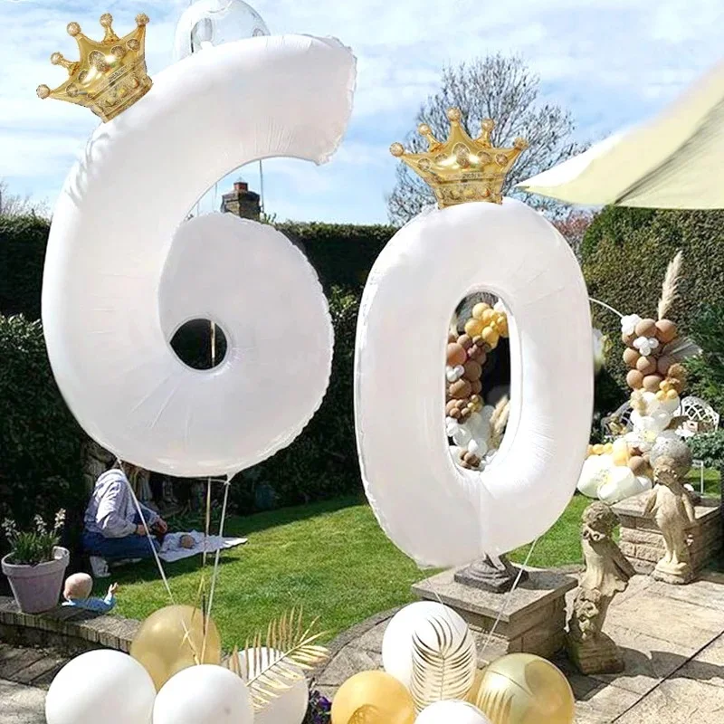 

40inch Giant White Number Balloons Happy Birthday Party Decoration Foil Balloons 1 2 3 4 5 6 7 8 9 Wedding Balloon Baby Shower