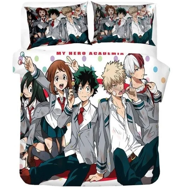 

3D Cartoon Printed Anime My Hero Academia Duvet Cover Set Twin Full Queen King Size Bedding Set Bed Linens Bedclothes for Young