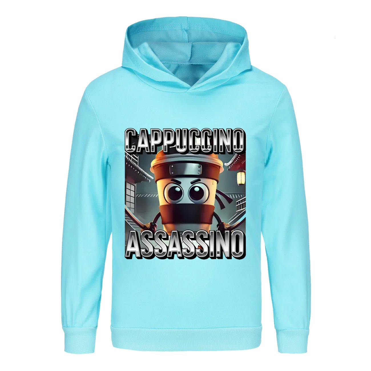 Фото Толстовка с капюшоном Cappuccino Assassino, детская итальянская одежда Brainrot для мальчиков, Tralalelo Tralala Tung Tung Tung Sahur, толстовки, верхняя одежда для девочек №3