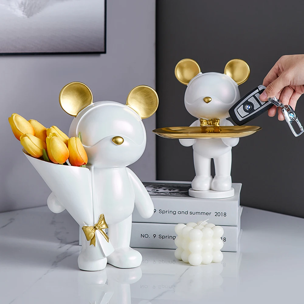 

Современное украшение для дома, скандинавский медведь, скульптура, поднос для хранения в гостиной, Креативные аксессуары для украшения сто...