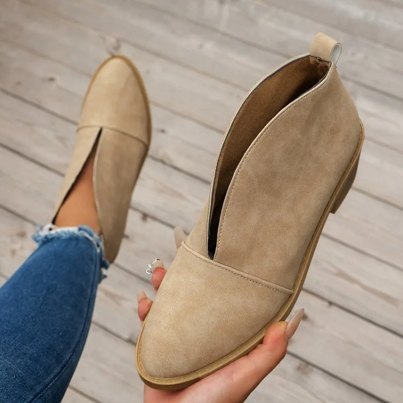 

Women's Casual Comfort Vintage Chelsea Boots 2023 Winter Designer Chunky Heel Shallow Mouth Solid Short Boots Platform Shoes