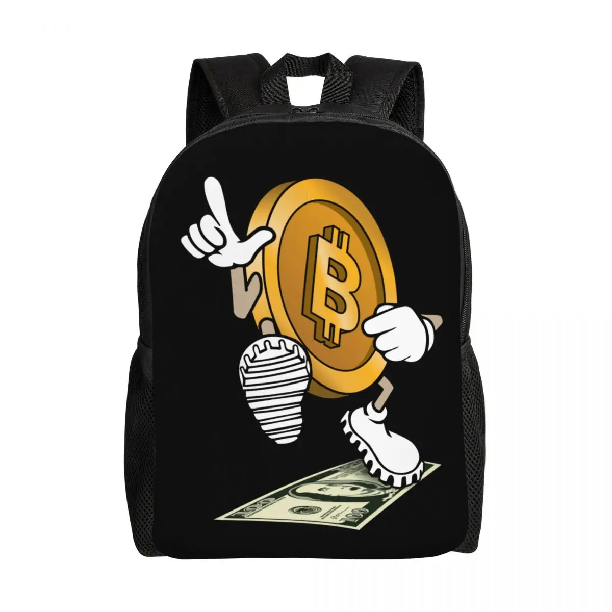 

Забавный рюкзак через плечо для копирования биткоина 100 доллара Билла, винтажный Повседневный Графический уютный рюкзак для пехоты