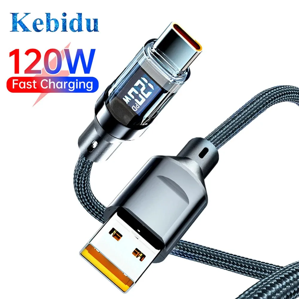 6A 120 Вт USB A to Type C Кабель для быстрой зарядки Нейлоновый кабель передачи данных