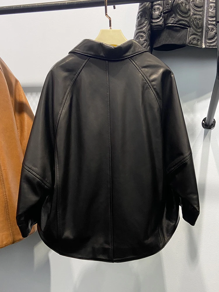 Женская куртка из натуральной овечьей кожи демисезонная Свободная большого