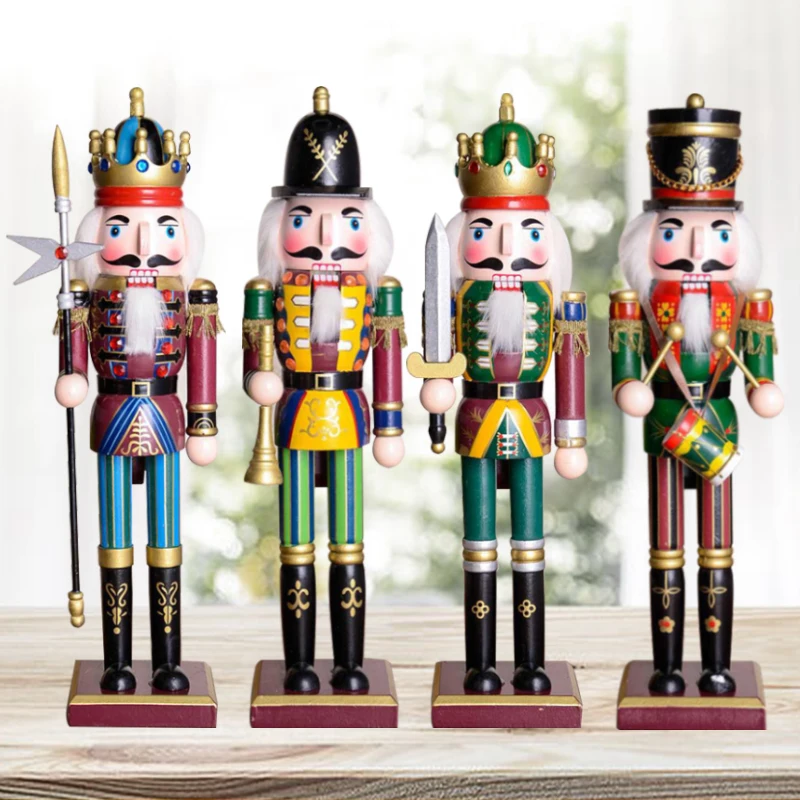 

30/38CM Christmas Nutcracker Soldier Doll Wooden Vintage Puppet Creative Handicrafts Gift Christmas Decorations Home Ornament