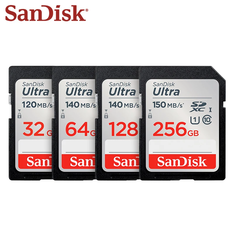 

Original SanDisk Ultral SD Card 256GB 150MB/s 64GB 128GB 140MB/s 32GB 120MB/s High Speed SDHC/XC Flash Memory Card for Camera