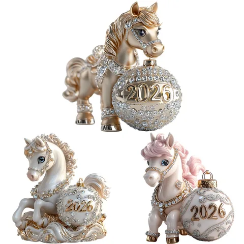 Рождественский подвес белый конь