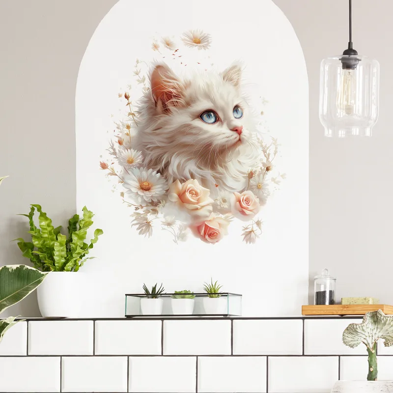 Милый кролик наклейки на стену бабочка цветок Креативный забавный ПВХ