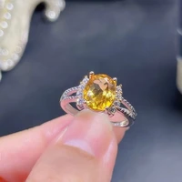meibapj natural citrine gemstone fashion ellipse ring for women real 925 sterling silver fine charm wedding jewelry