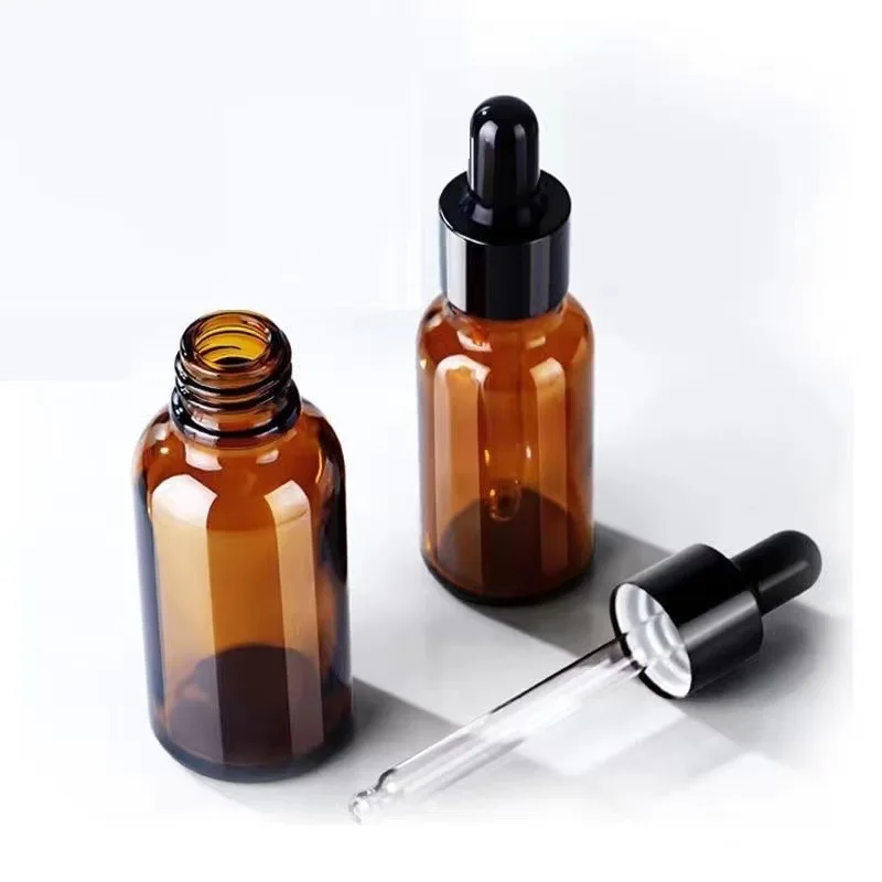 

1pcs Dropper Bottles 5ml-10ml Reagent Eye Drop Amber Glass Aromatherapy Liquid Pipette Bottle Refillable Bottles Travel