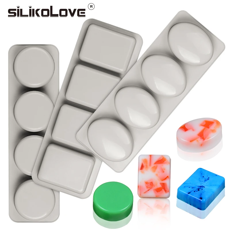 

3Pcs/Set 3D Oval Square Round Soap Mold Reusable Silicone Form for Soap Making DIY Handmade Craft Soap Form Mould