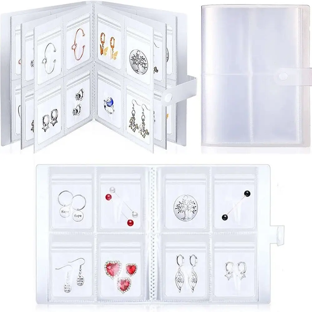 

84/160 Grid PVC Ring Necklace Anti-oxidation Transparent Ziplock Bag Bracklet Display Organizer Jewelry Storage Book