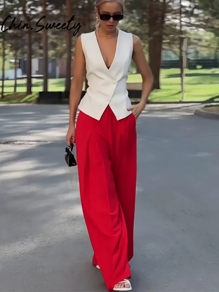 Элегантный однобортный жилет и брюки Женский пикантный комплект из двух