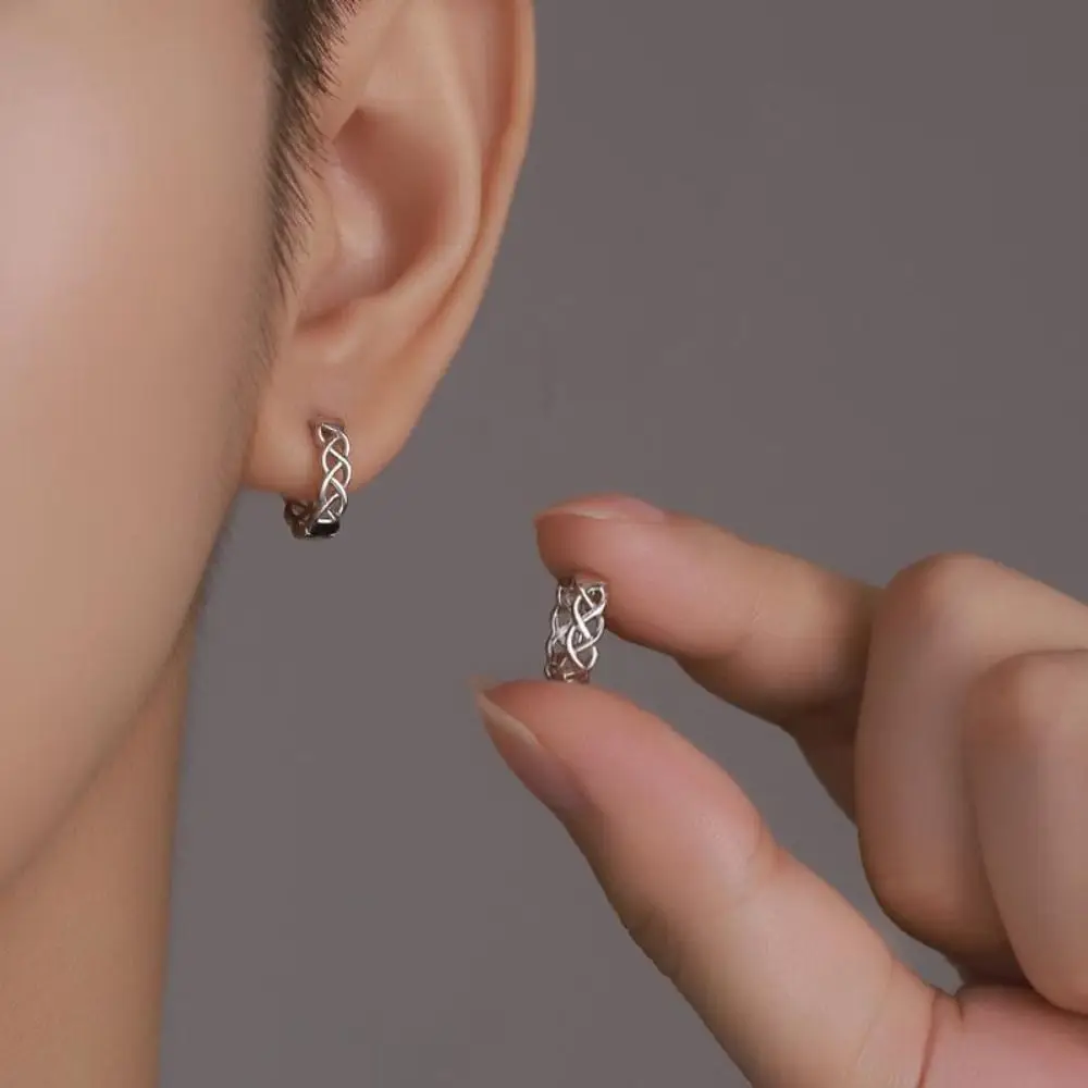 

Fashion Silver Plated Celtic Knot Earrings for Men Teens Punk Small Hoop Male Earring Ear Piercing Hoop Jewelry Accessories