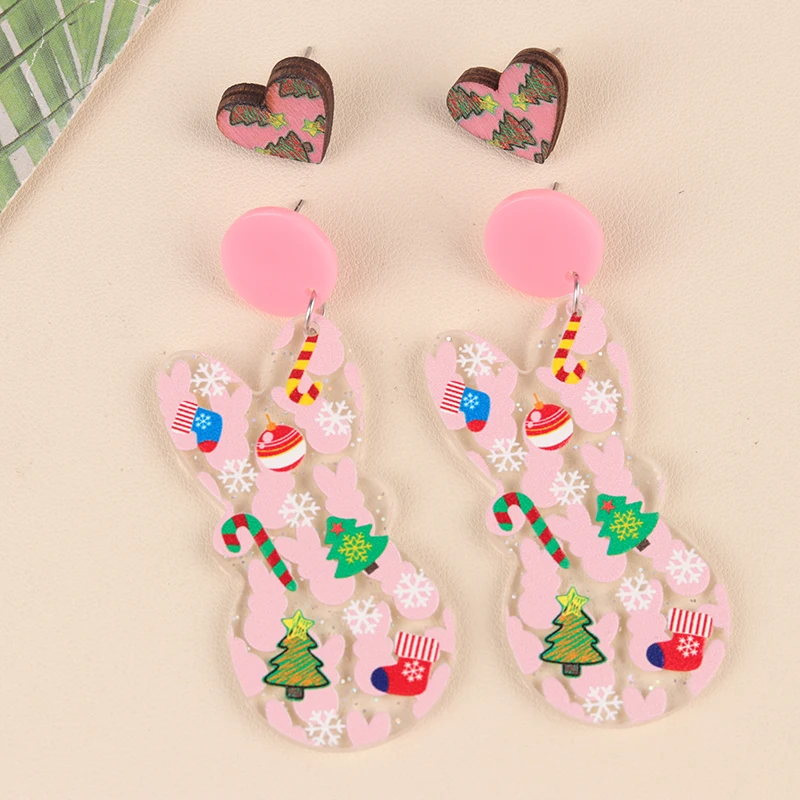 Серьги-подвески в форме сердца снежинки летучей мыши тыквы 2 пары