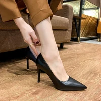 soft leather high heels spring 2022 new kitten heels women with thin heels work shoes professional single shoes women