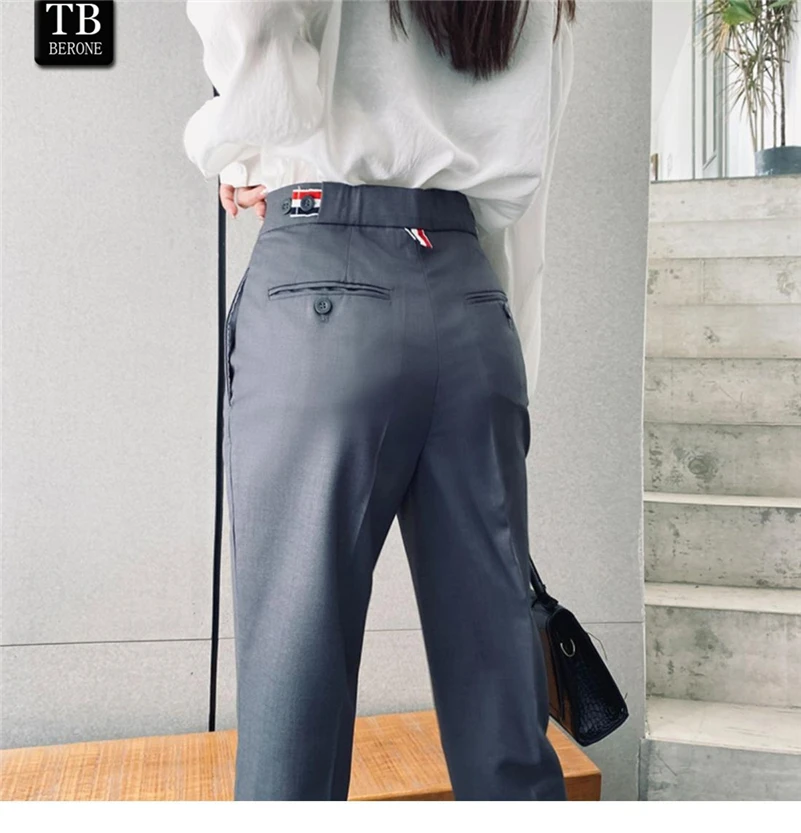 

Новые офисные повседневные Костюмные брюки TB BERONE, женские черные классические уличные брюки с девятью точками, модные прямые брюки