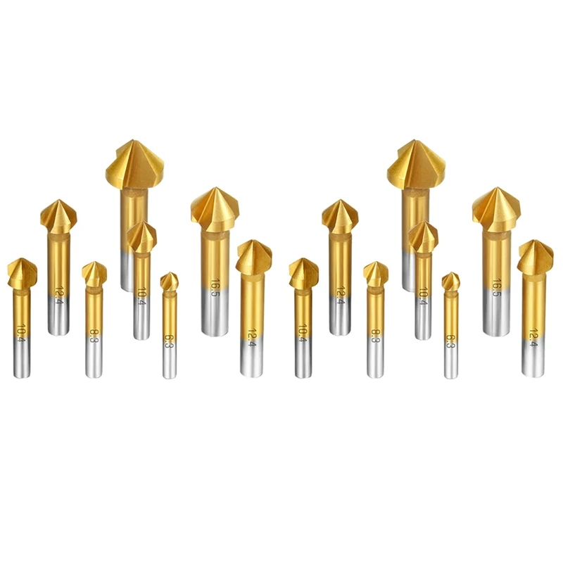 

16 Pcs HSS Countersink Drill Bit Set 90 Degree Countersink Bits Titanium Chamfer Cutter Mill Drill Bits