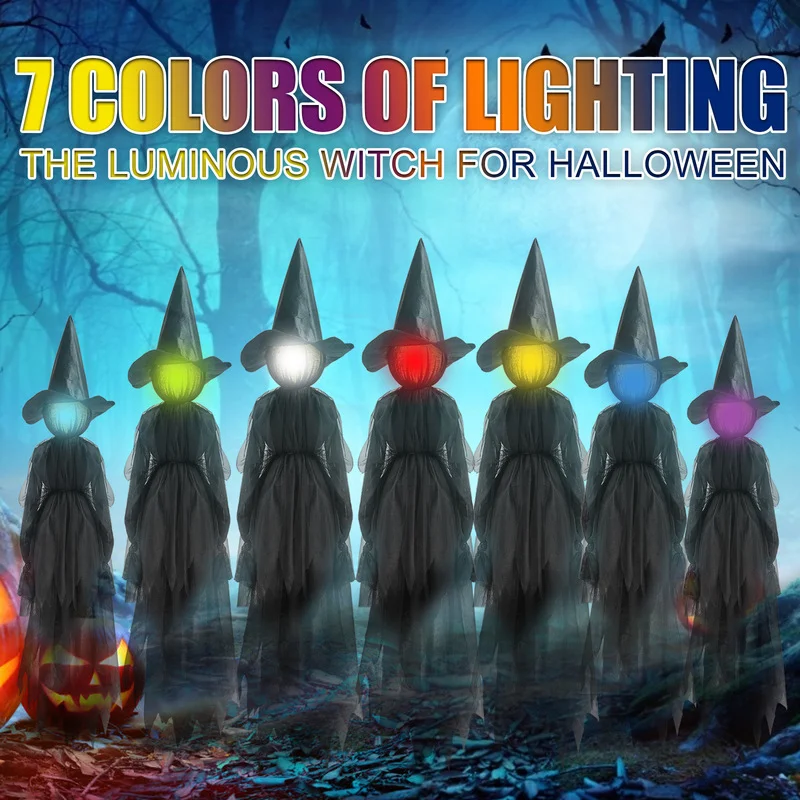

Halloween Decorations Outdoor Large Light Up Holding Hands Screaming Witches Scary Decor for Home Outside Yard Lawn
