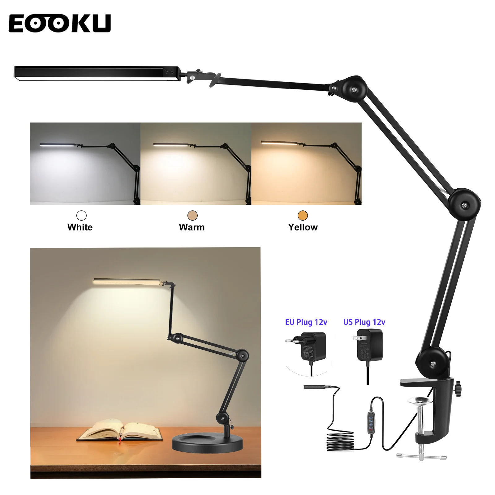 

LED Desk Lamp Light Heavy Duty Base Foldable Table Lamps for Home Office Dimmable Eye-Caring Reading Desk Lights for Study Read
