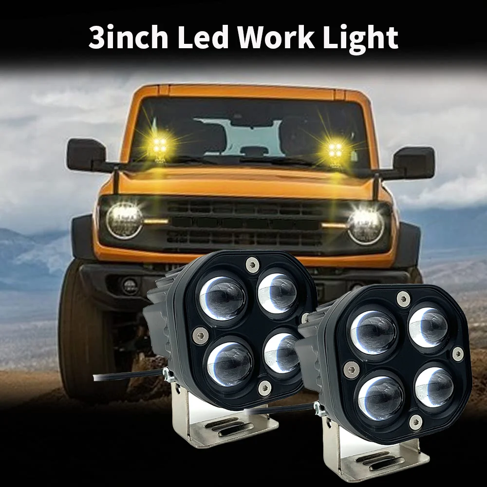 Светодиодная фара рабочего освещения с объективом 8D 3 дюйма янтарная