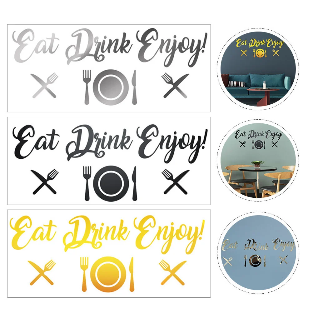 

3 Sheets of Wall Acrylic Decal Chic English Letters Printing Decal for Wall Window Home Decor