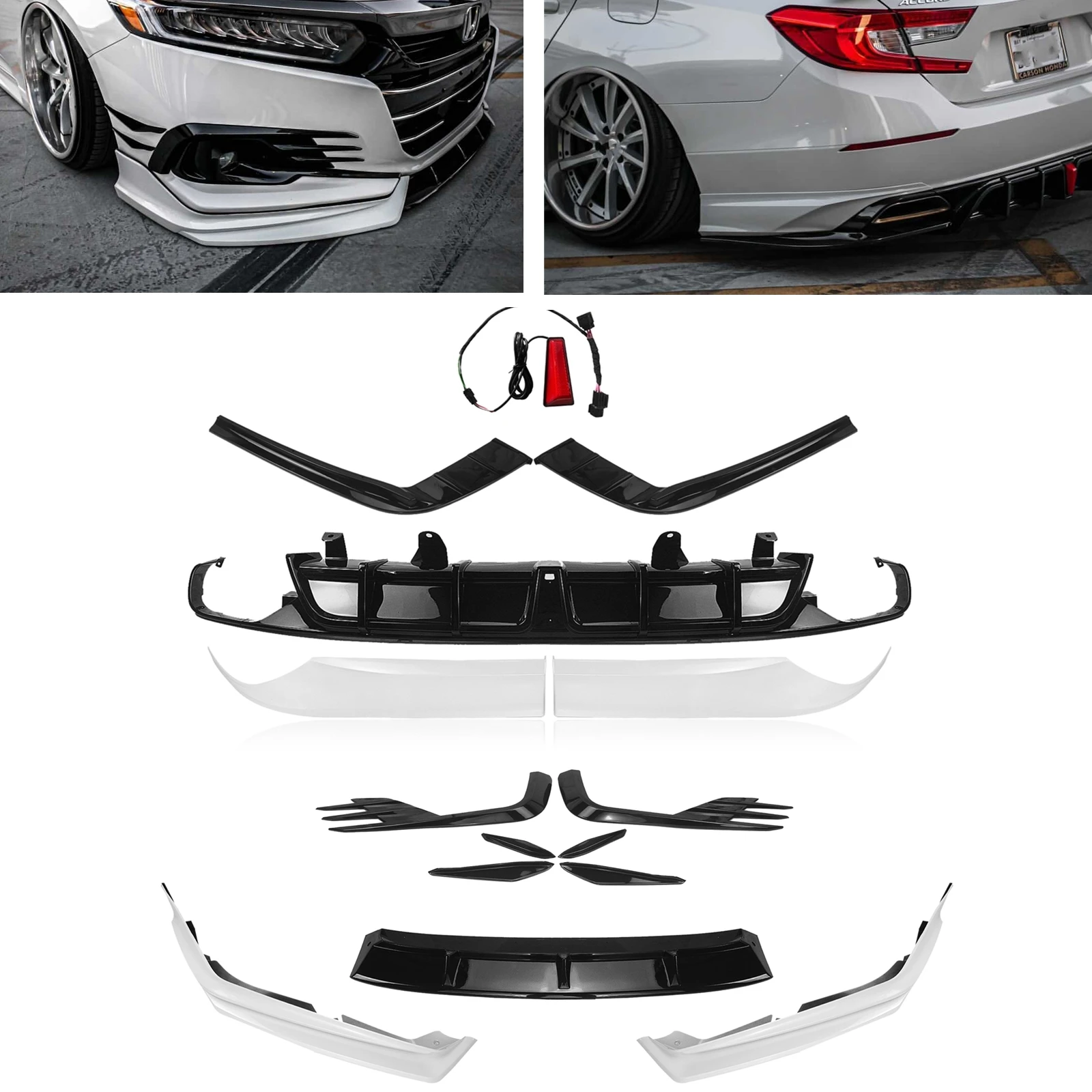 Комплект кузова Yofer для Honda Accord 2021-2022 спойлер на передний бампер + губа заднего