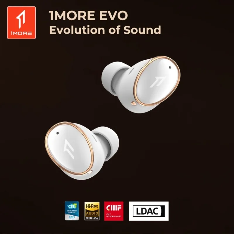 

1MORE EVO True Wireless Headphones Hi-Res LDAC Bluetooth 5.2 42dB ANC Noise Canceling Earbuds SoundID Earphone Connect 2 devices