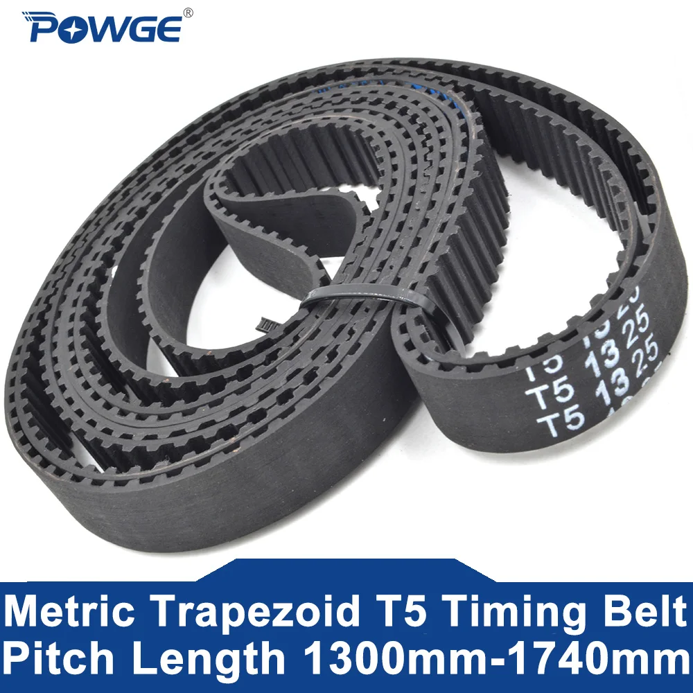 Ремень ГРМ POWGE T5, 2 шт., Lp = 1300 1325 1335 1340 1350 1400 1420 1430 1440 1500 1520 1550 1630 1700 1740, ширина 6-50 мм, резина
