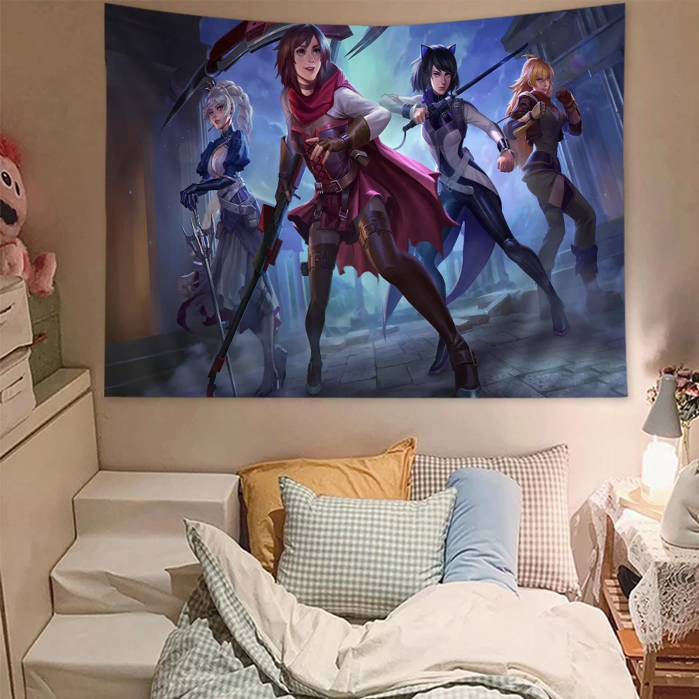 Cartoon R-Rwby Hanging Bohemian Tapestry Tarot Hippie Wall Rugs Dorm Home Decor