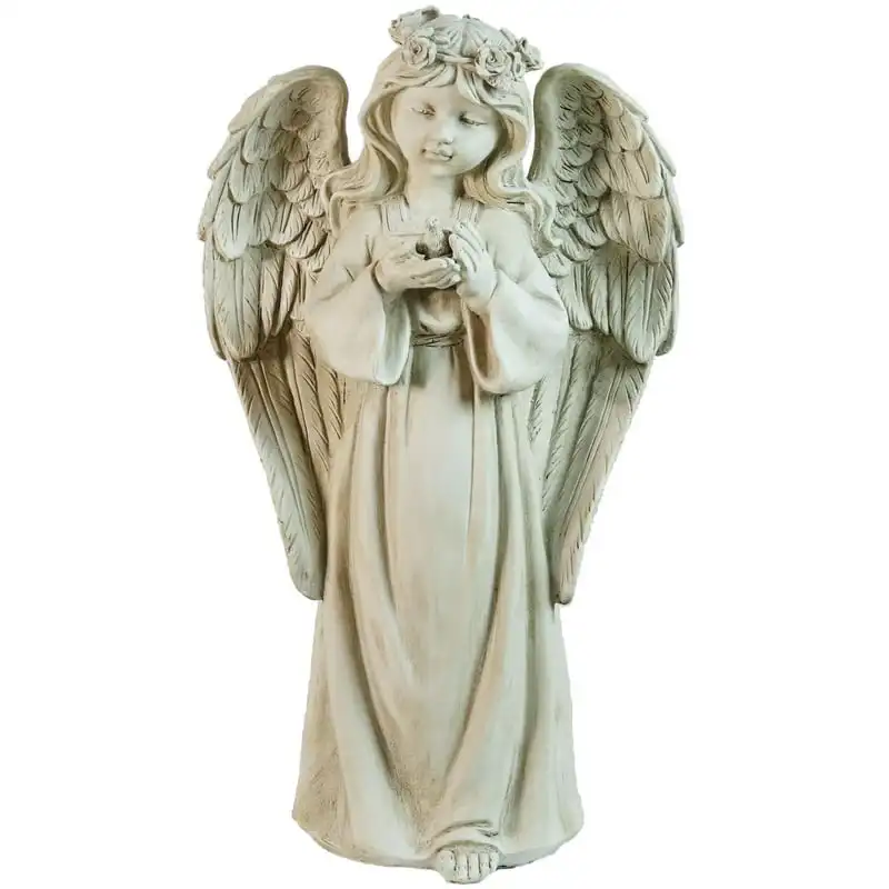 

Standing Angel Holding a Bird Outdoor Garden Statue