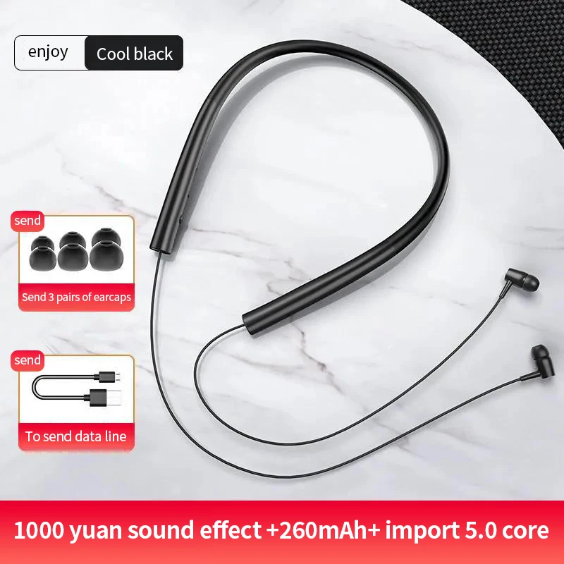 

Universal 5.0 Sport Ear Headset Hifi Stereo Music Earplugs Neck-hanging With Mic Bluetooth Headphones Wireless Bluetooth Headset