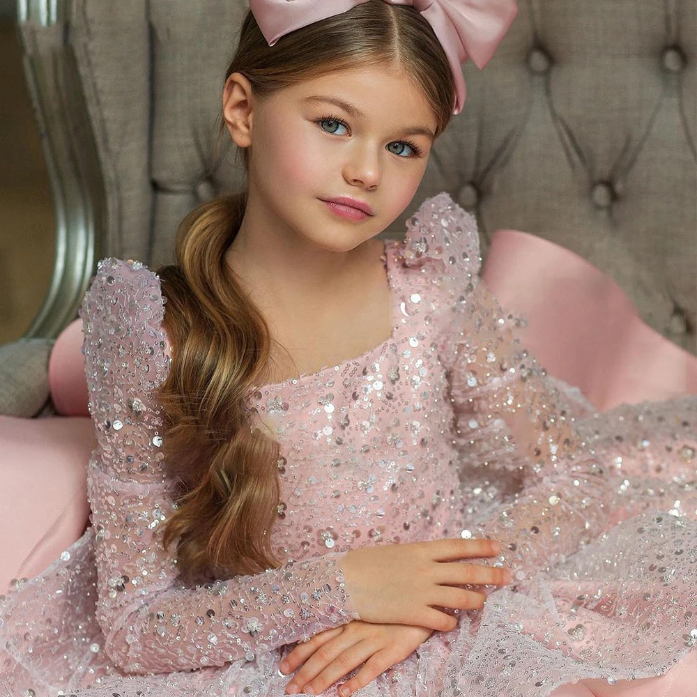 Formal Bridesmaid Dresses Sequins Flower Girl Dress For Wedding Party Prom Gown Elegant Princess Children Girl Evening Clothes images - 6