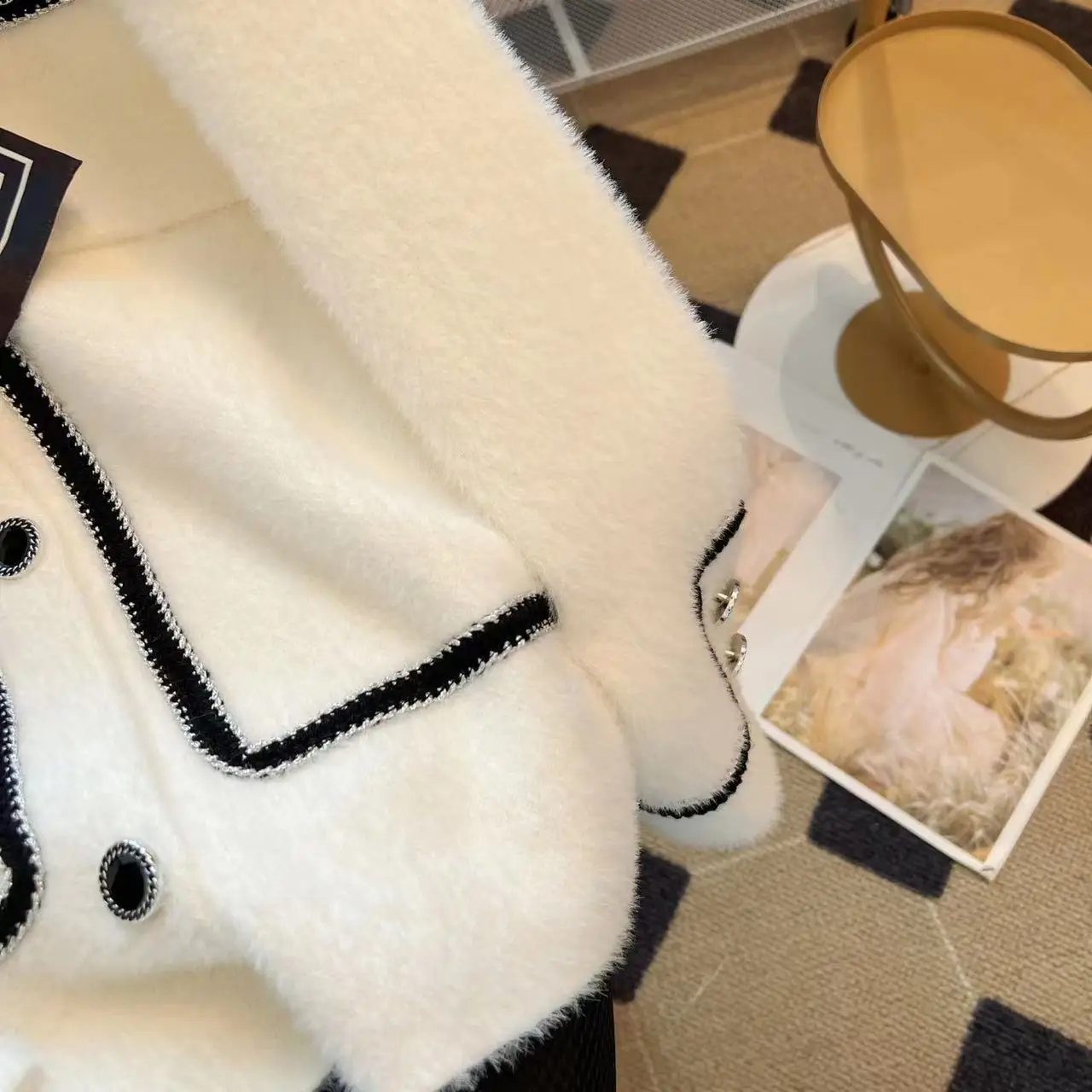 Белый норковый вязаный кардиган свитер женские пальто топы с галстуком-бабочкой