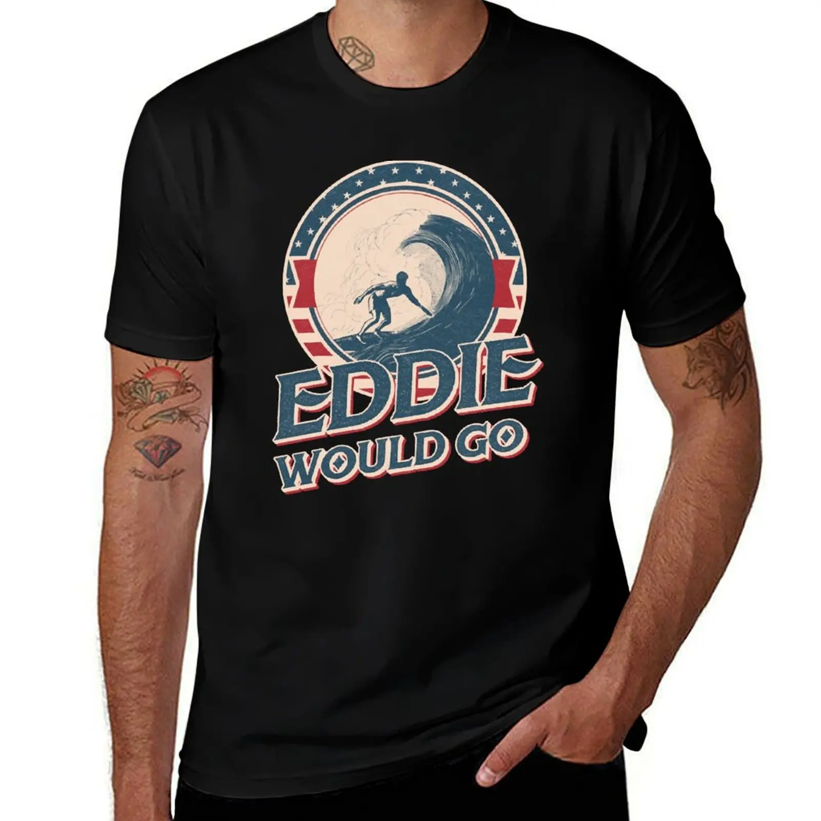 Фото Винтажная футболка Eddie Would Go Surfing Legend Surf Aikau, городская повседневная футболка свободного кроя №1