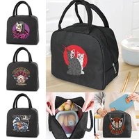 portable lunch bag for women insulated canvas cooler tote thermal food children picnic bags lunch bags for work mask pattern