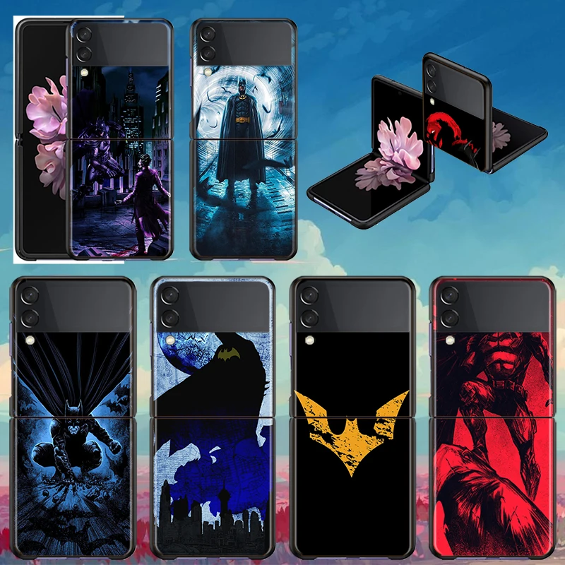

Shockproof Hard Cover Folding Mobile Shell Hot Superhero Batman For Samsung Galaxy Z Flip 3 5G Black Funda Phone Case