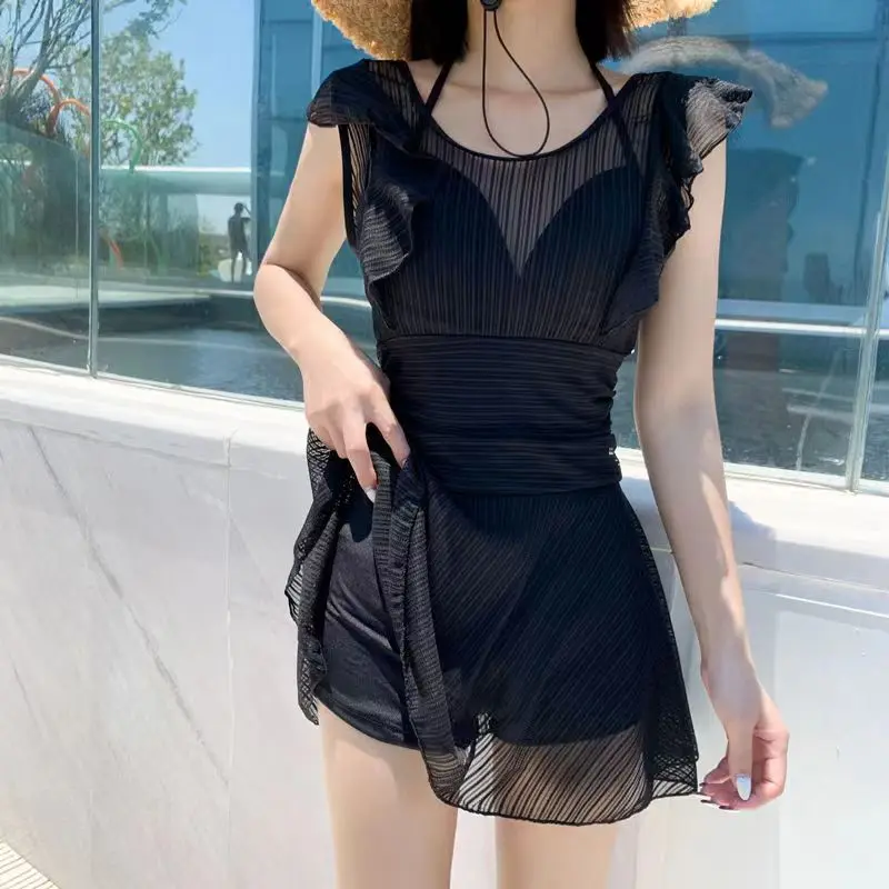 

Women's Swimsuit Summer Beachwear Black Bikini One-pieces Swimwear 2022 Girl Sexy Sweet Backless Strap Bra Swimsuit Quick Drying