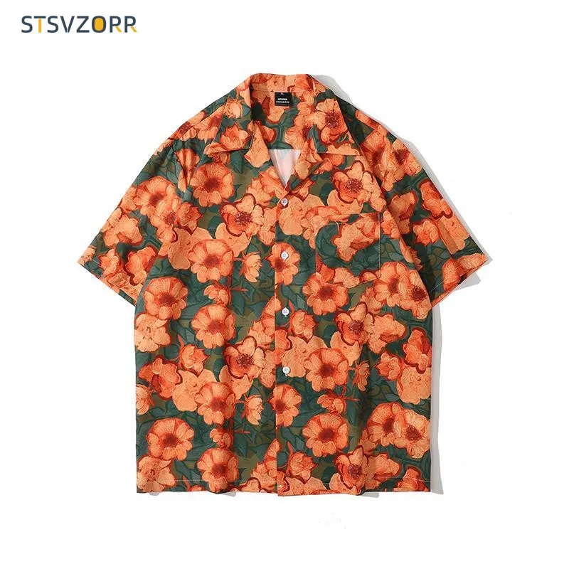

Мужская и женская рубашка с коротким рукавом STSVZORR, свободная гавайская рубашка с цветочным принтом в стиле ретро для отдыха на лето