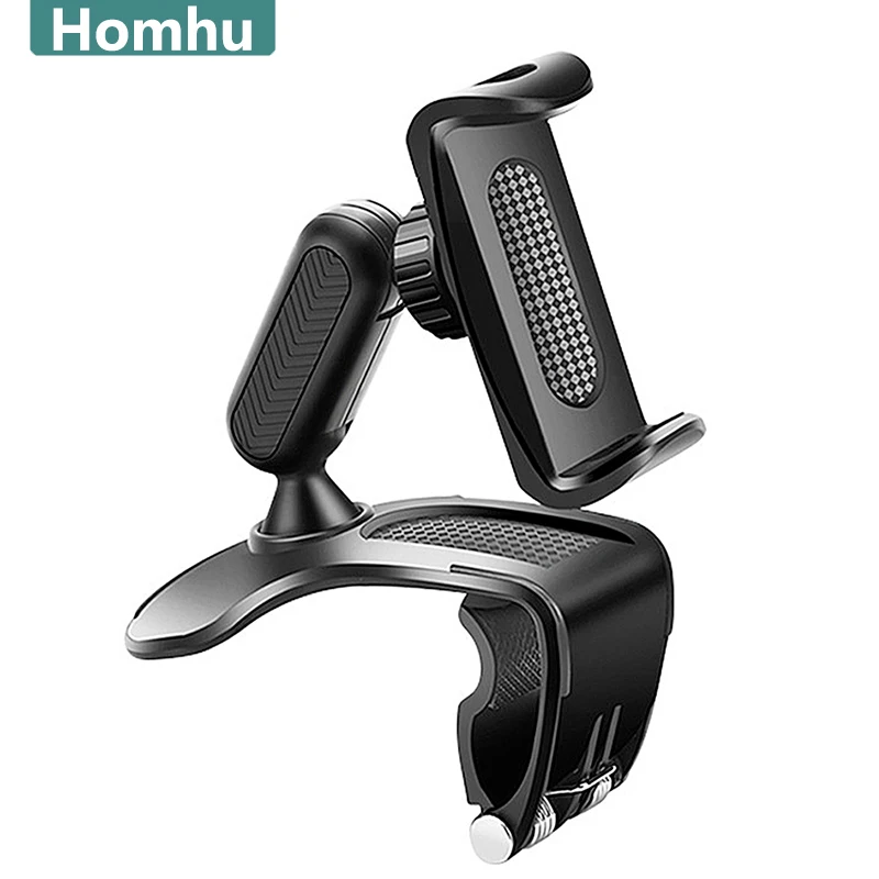 

Homhu Car Mobile Phone Stand Auto GPS Dashboard Holder Universal Cell Phone Support 360° Rotable Bracket Clip Mount For iPhone