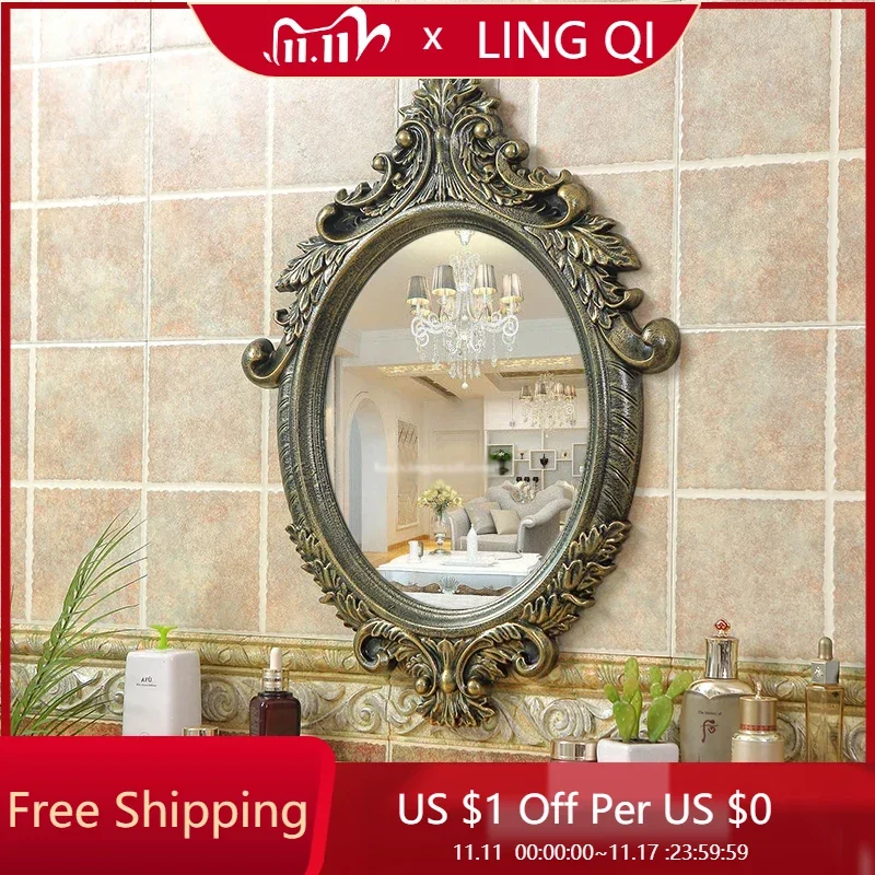 

Small Light Vintage Mirror Dressing Wall Hanging Aesthetic Living Room Mirror Macrame Bathroom Miroir Mural Household Products