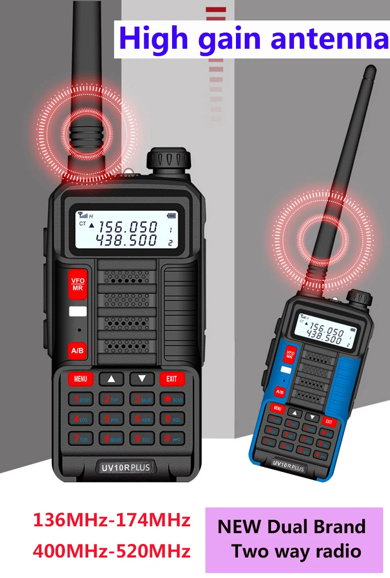 8800mah 10W walkie-talkies 2 pcs powerful boafeng uv 10R plus vhf uhf radio for car trucker communication equipment marine radio