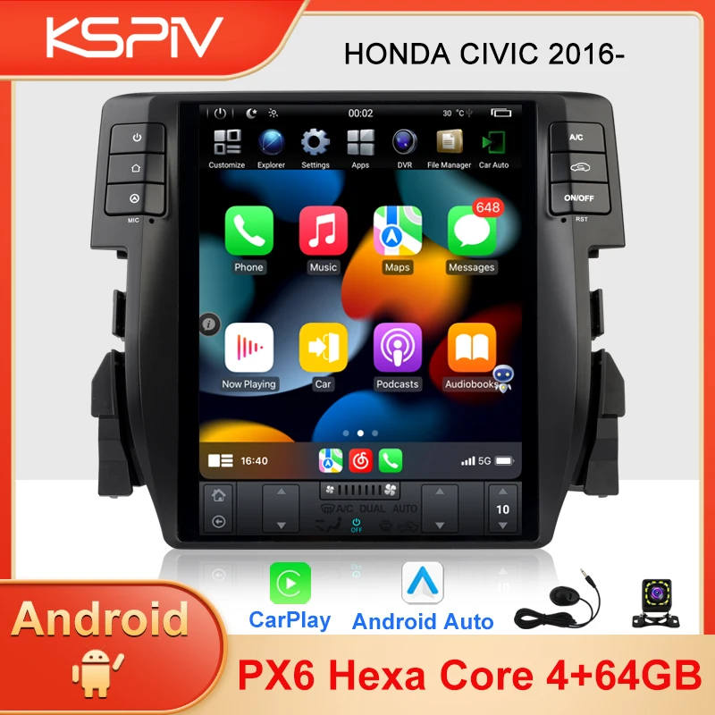 

KSPIV Android Car Radio for Honda Civic 2016 2017 2018 2019 2020 Head Unit Multimedia Player GPS Navigation Stereo DSP Head Unit