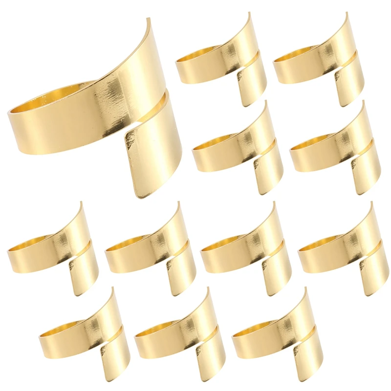 

12 шт., золотистые металлические кольца-держатели для салфеток