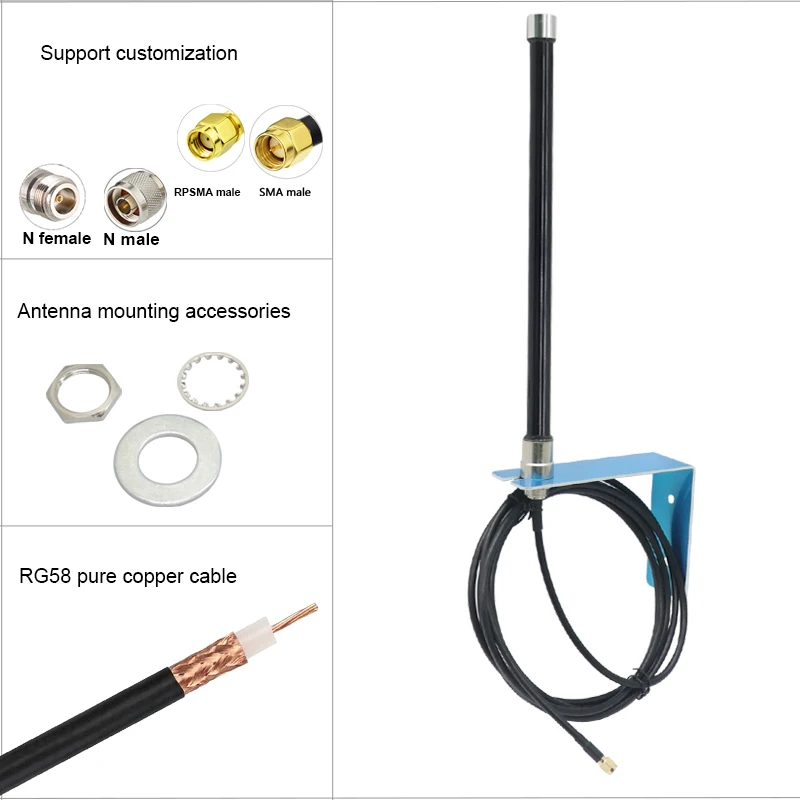 Helium Miner 4G LTE 3G GSM External WiFi  Outdoor Aerial Fiberglass Omni IP67 Waterproof Antenna With RG58 Cable